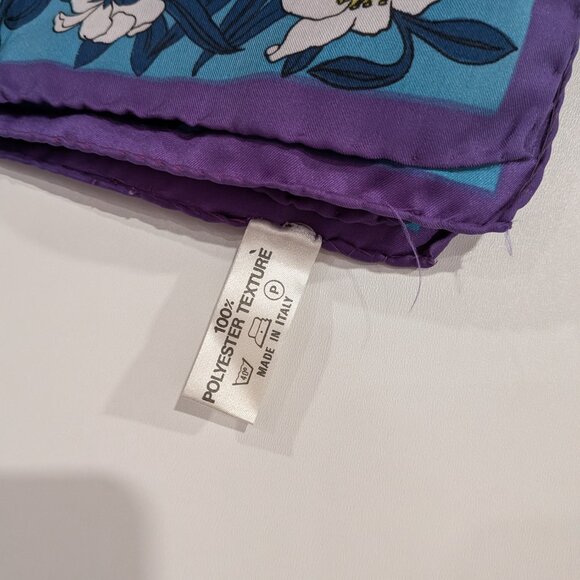 The National Trust Floral Butterfly Polyester Scarf Blue Purple VINTAGE - Picture 5 of 5